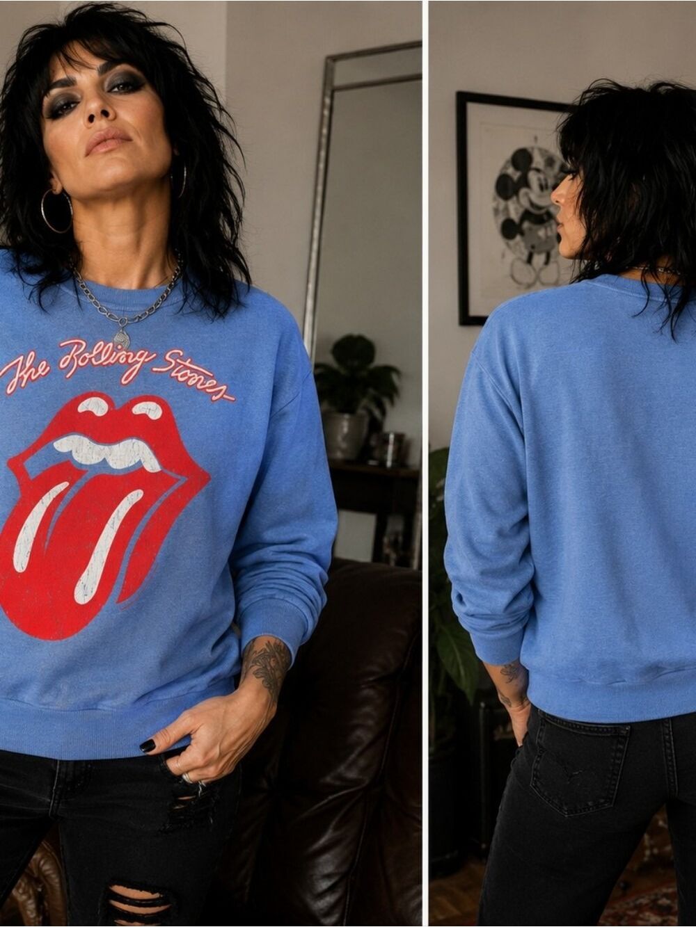 The Rolling Stones Graphic Sweatshirt – Blue – Size Small
